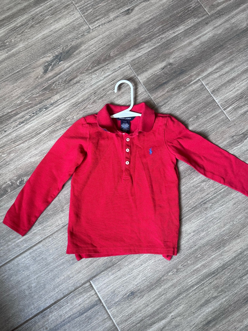 Ralph Lauren Bright Red Long-Sleeve Polo Shirt for Kids